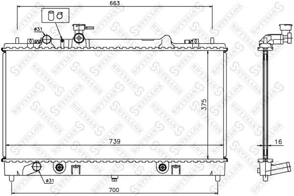 Radiator, engine cooling (10-25852-SX)