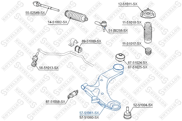 Control/Trailing Arm, wheel suspension (57-51061-SX)