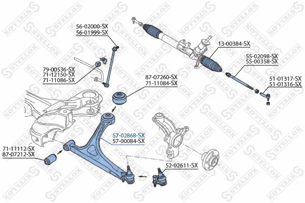 Control/Trailing Arm, wheel suspension (57-02868-SX)