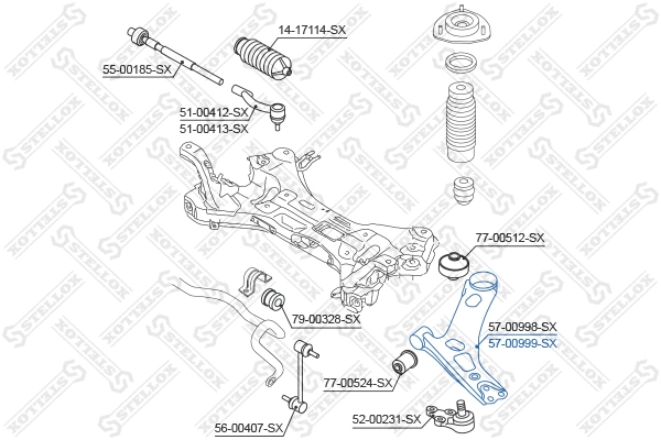 Control/Trailing Arm, wheel suspension (57-00999-SX)