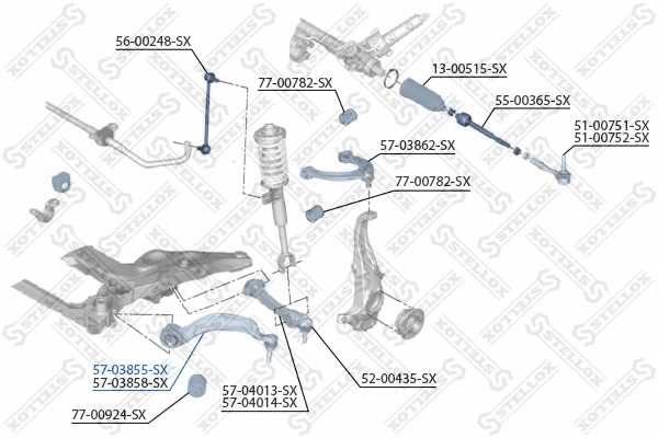 Control/Trailing Arm, wheel suspension (57-03855-SX)