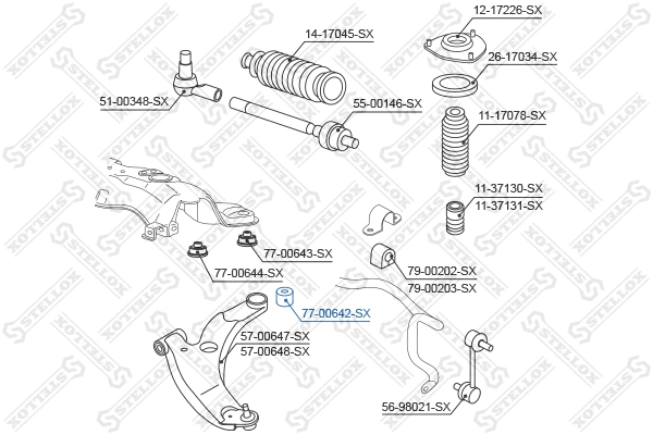 Mounting, control/trailing arm (77-00642-SX)