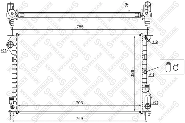 Radiator, engine cooling (10-25395-SX)