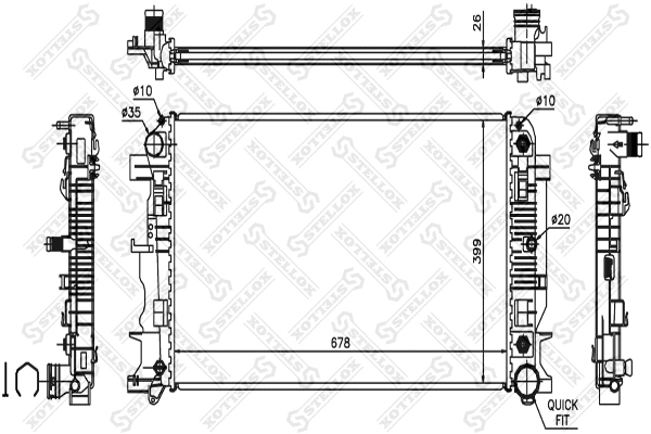 Radiator, engine cooling (10-26553-SX)