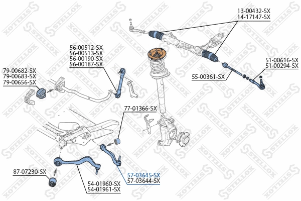 Control/Trailing Arm, wheel suspension (57-03645-SX)