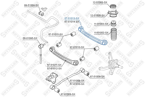 Control/Trailing Arm, wheel suspension (57-51013-SX)