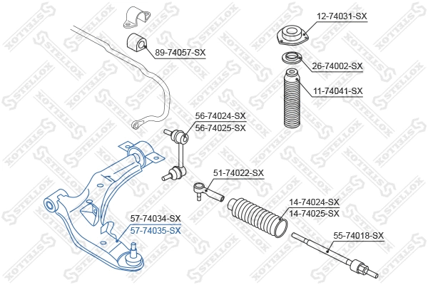 Control/Trailing Arm, wheel suspension (57-74035-SX)