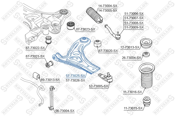 Control/Trailing Arm, wheel suspension (57-73025-SX)