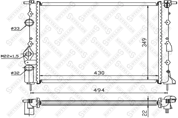 Radiator, engine cooling (10-25040-SX)