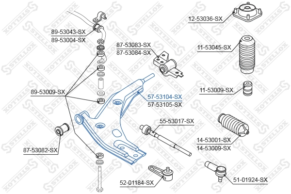 Control/Trailing Arm, wheel suspension (57-53104-SX)