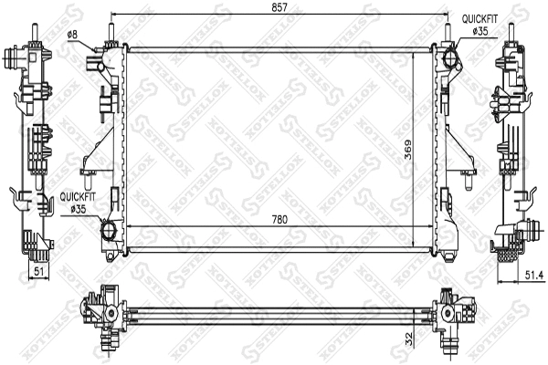 Radiator, engine cooling (10-25355-SX)