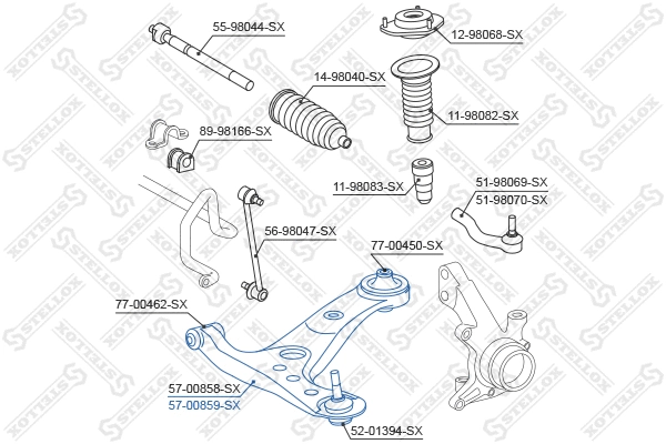Control/Trailing Arm, wheel suspension (57-00859-SX)