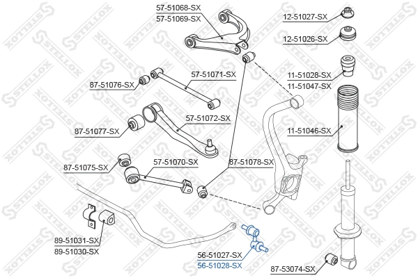 Link/Coupling Rod, stabiliser bar (56-51028-SX)