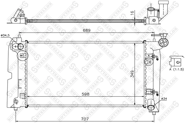 Radiator, engine cooling (10-25067-SX)