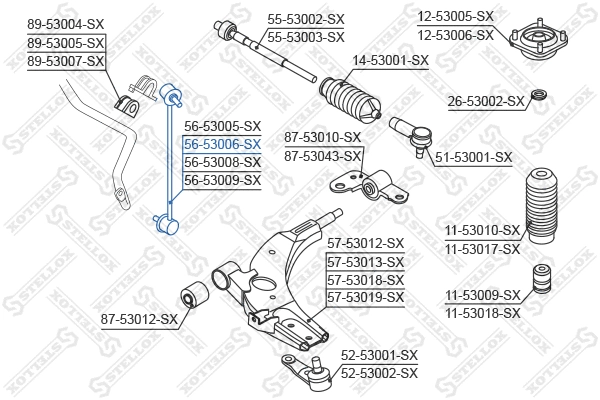 Link/Coupling Rod, stabiliser bar (56-53006-SX)