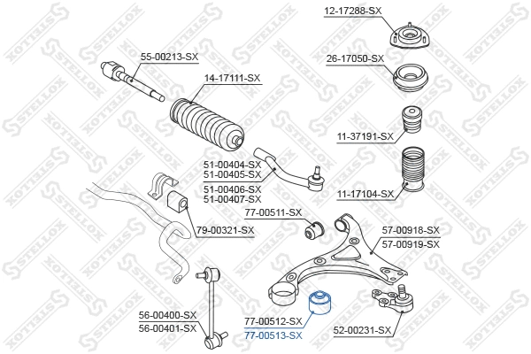 Mounting, control/trailing arm (77-00513-SX)