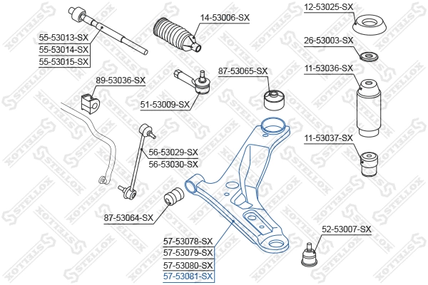 Control/Trailing Arm, wheel suspension (57-53081-SX)
