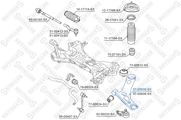 Control/Trailing Arm, wheel suspension (57-00935-SX)