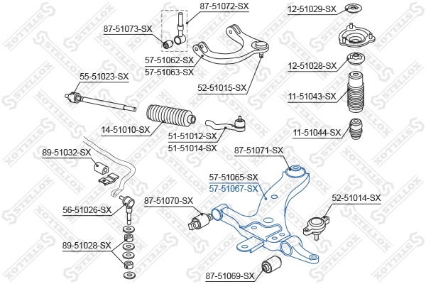 Control/Trailing Arm, wheel suspension (57-51067-SX)