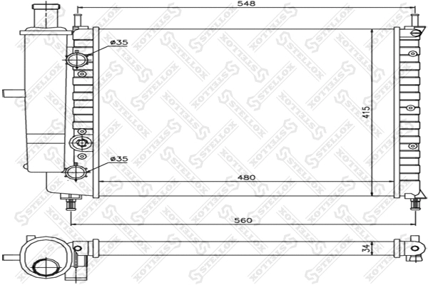 Radiator, engine cooling (10-25210-SX)