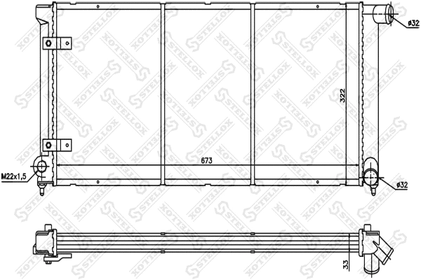 Radiator, engine cooling (10-26412-SX)
