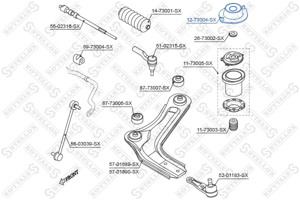 Suspension Strut Support Mount (12-73004-SX)