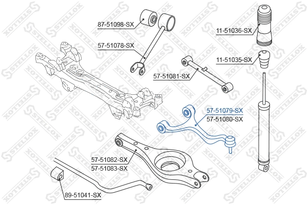 Control/Trailing Arm, wheel suspension (57-51079-SX)