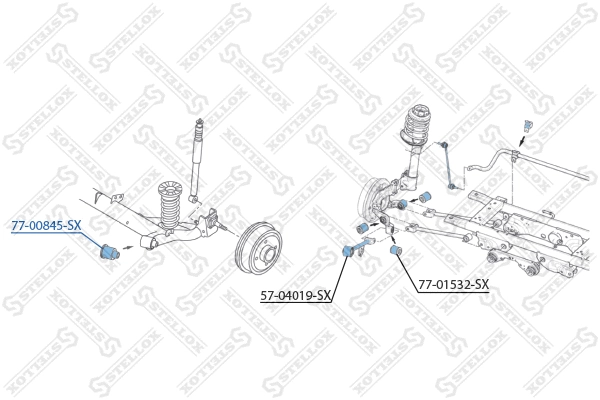 Mounting, control/trailing arm (77-00845-SX)