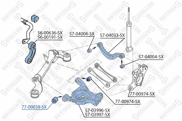 Mounting, control/trailing arm (77-00039-SX)