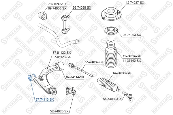 Mounting, control/trailing arm (87-74113-SX)