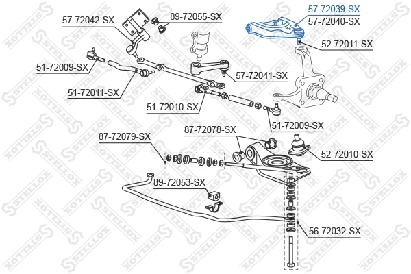 Control/Trailing Arm, wheel suspension (57-72039-SX)