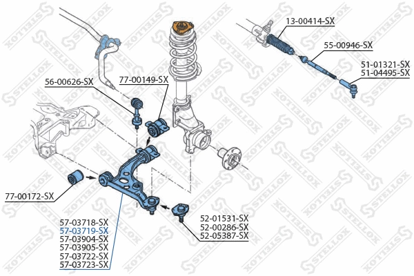 Control/Trailing Arm, wheel suspension (57-03719-SX)