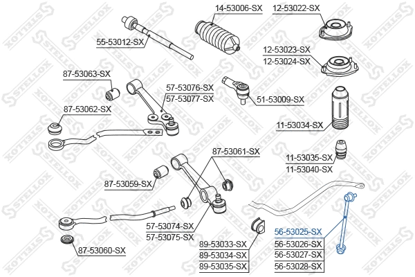 Link/Coupling Rod, stabiliser bar (56-53025-SX)