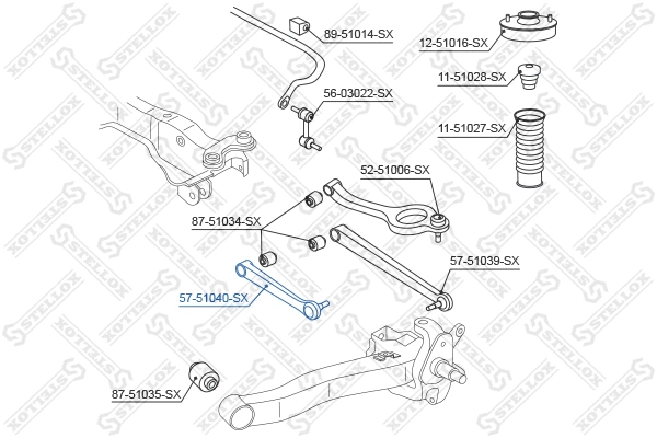 Control/Trailing Arm, wheel suspension (57-51040-SX)