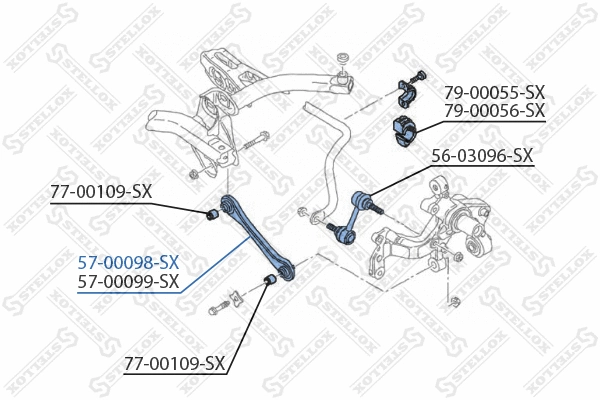 Control/Trailing Arm, wheel suspension (57-00098-SX)