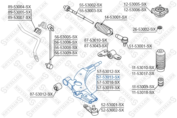 Control/Trailing Arm, wheel suspension (57-53013-SX)