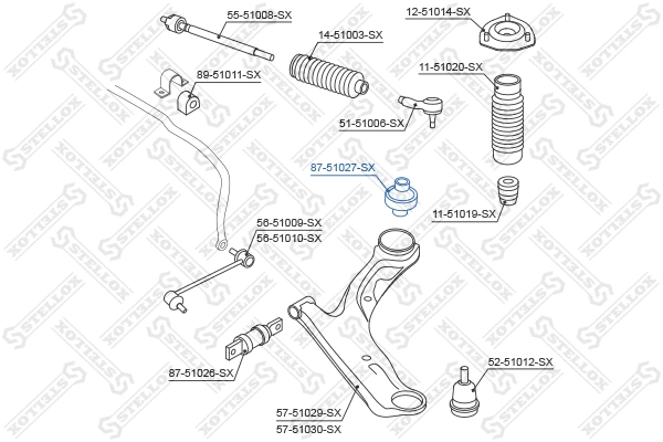 Mounting, control/trailing arm (87-51027-SX)