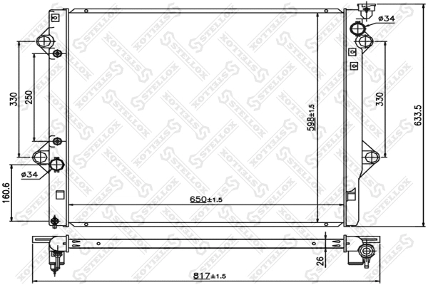 Radiator, engine cooling (10-25364-SX)