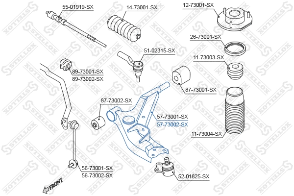 Control/Trailing Arm, wheel suspension (57-73002-SX)