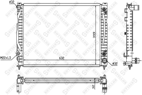 Radiator, engine cooling (10-25545-SX)