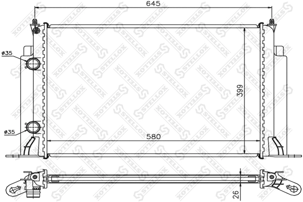 Radiator, engine cooling (10-25758-SX)
