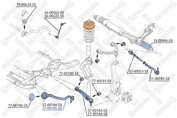 Control/Trailing Arm, wheel suspension (57-00195-SX)