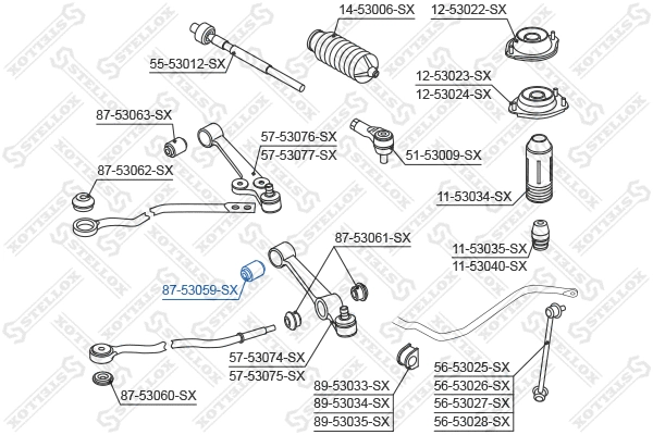Mounting, control/trailing arm (87-53059-SX)