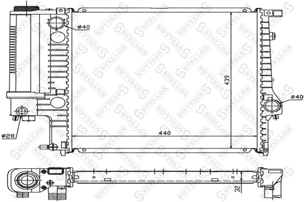 Radiator, engine cooling (10-25023-SX)