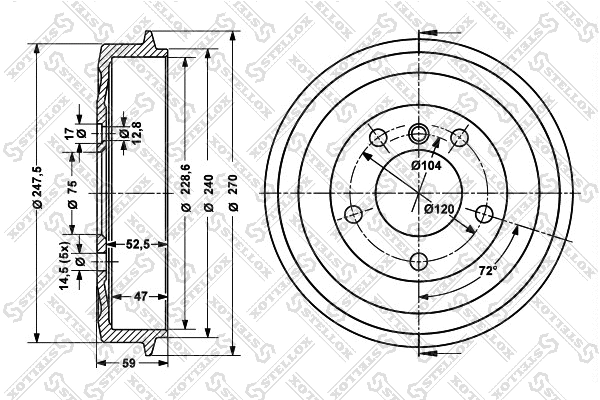 Brake Drum (6025-1505-SX)