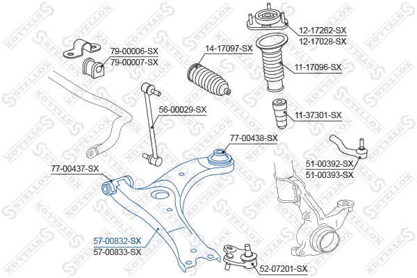 Control/Trailing Arm, wheel suspension (57-00832-SX)