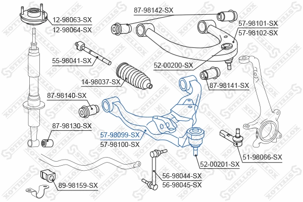Control/Trailing Arm, wheel suspension (57-98099-SX)