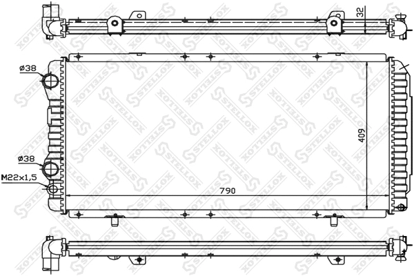Radiator, engine cooling (10-25027-SX)
