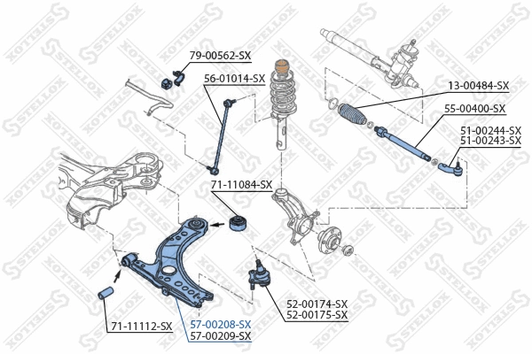 Control/Trailing Arm, wheel suspension (57-00208-SX)