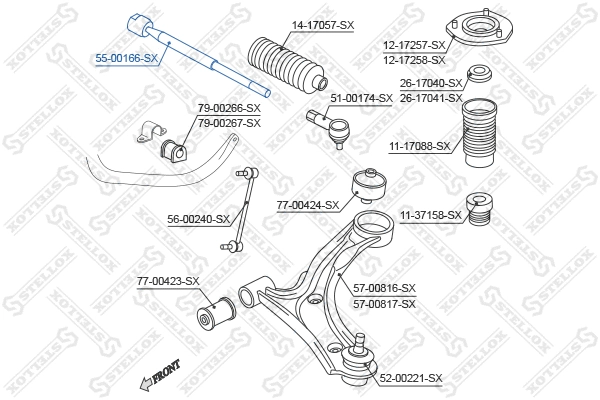 Inner Tie Rod (55-00166-SX)